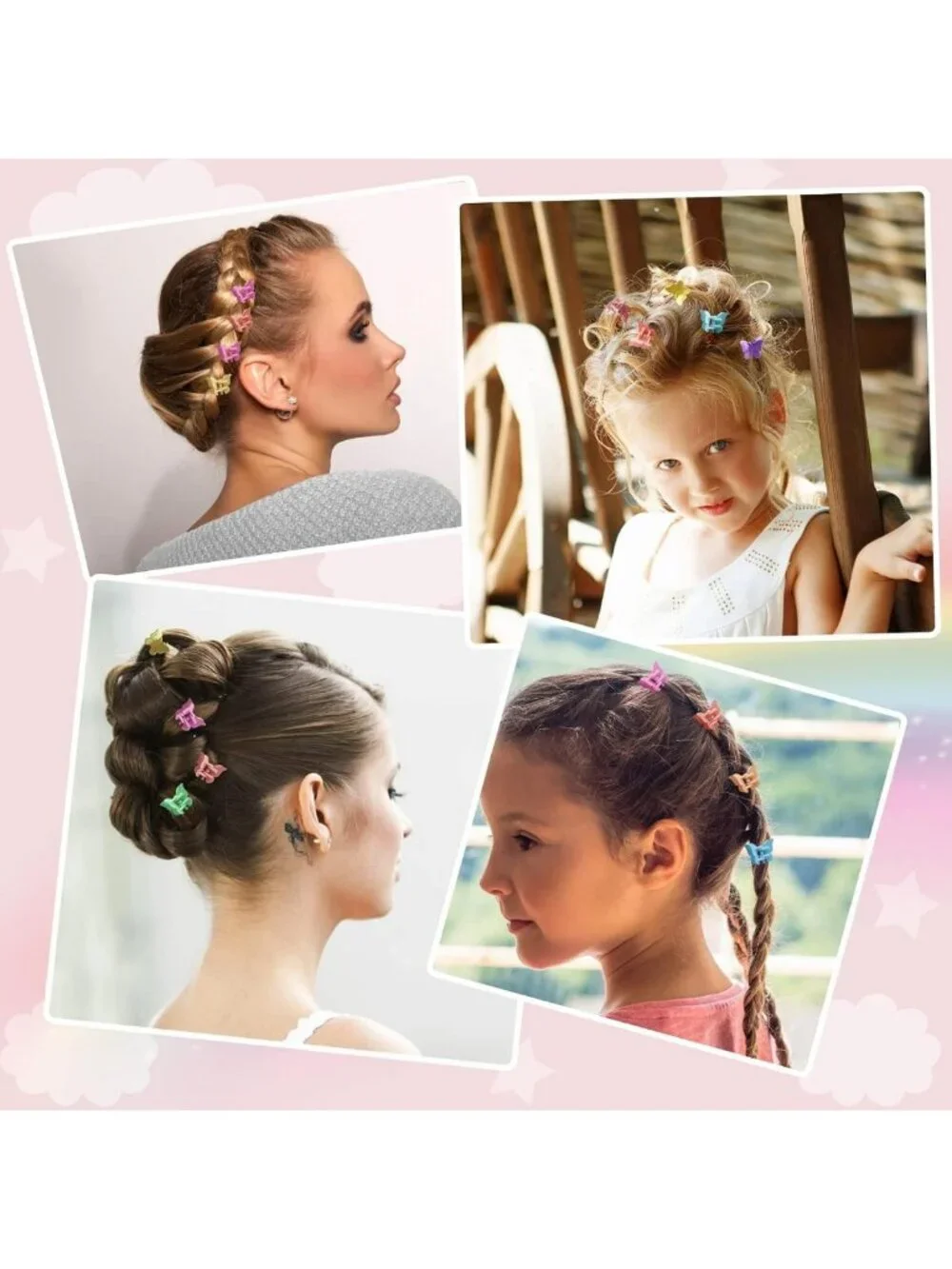 100 Pcs Pastel Butterfly Hair Clips - Mini Claw Clips for Girls & Women, 30